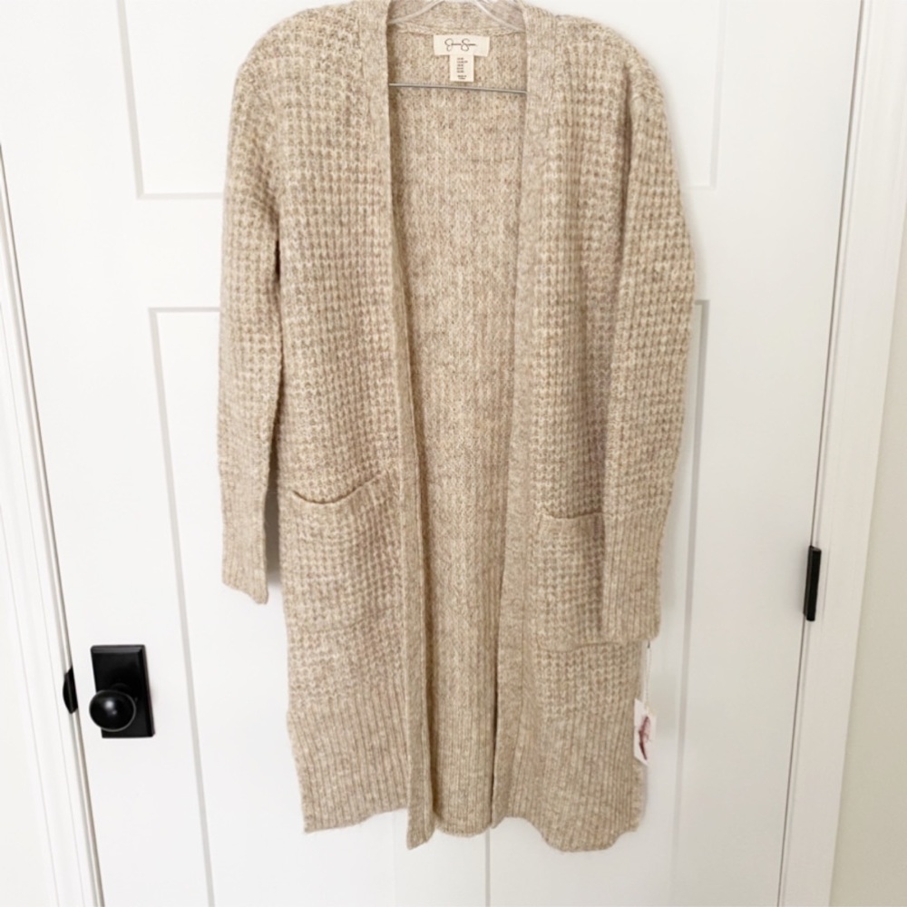 New Jessica Simpson fluffy waffle long cardigan with wool in size Extra small - Picture 2 of 5